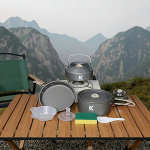 ชุดเครื่องครัวแคมป์ปิ้งอเนกประสงค์แบบพกพา พื้นผิวไม่ติดกระทะ ความจุ 1-2 ลิตร ฝาปิดทำจากอลูมิเนียมอัลลอยด์ สำหรับเตาแก๊ส - Product Image 1