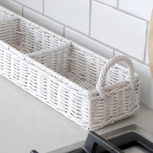 Panier multifonctionnel moderne en rotin naturel à 3 compartiments, écologique, pour le rangement dans la cuisine - Product Image 5
