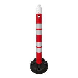 Juego de 10 Postes Delimitadores Rojos con Reflectores Blancos de 120 x 11 cm, Material PE para Seguridad Vial y de Tráfico - Product Image 3