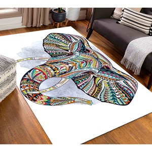 Tapis éléphant : Tapis fin antidérapant à motifs ethniques, tapis doux non tissé - Product Image 3