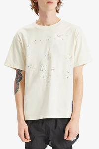 Camiseta desgastada de gran tamaño para hombre en ropa de calle ligera de avena Camiseta de verano de ajuste holgado inspirada con aspecto lavado vintage - Product Image 2