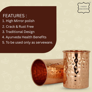 100% Copper <b>Cups</b> Pure Solid Beer <b>Cup</b> Milk Mug Drinkware <b>Large</b> Size Copper Tumbler Hammered Copper Glass Tumbler Drinkware - Product Image 3