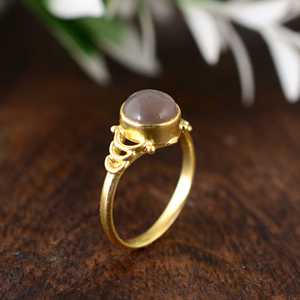 Brass <b>Ring</b> Rose Quartz Boho <b>Dainty</b> <b>Ring</b> Women Brass <b>Ring</b> 18k Gold Plated Nature Floral - Product Image 5