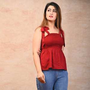 Débardeur classique en rayonne marron pour femme - Product Image 3