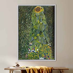 Impression sur toile Tournesol de Gustav Klimt - Décoration élégante et de grande taille, encadrée de blanc - Product Image 1