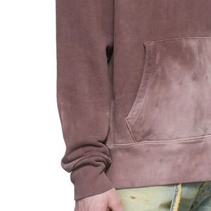 DEC usine surdimensionné sweat à capuche marron personnalisé Vintage français éponge hommes sweat coton pull Logo imprimé acide lavé sweats à capuche - Product Image 5