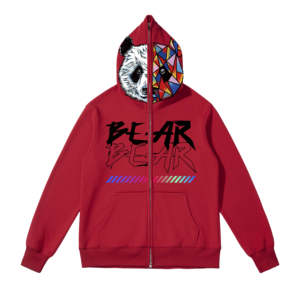 Haute qualité 100% coton Design personnalisé hommes imprimer blanc plein visage sweats à capuche zippés multicolore Hip Hop sweats à capuche - Product Image 4