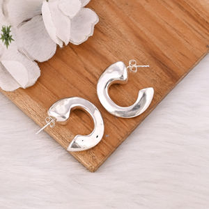 Simple Plain Round Shape <b>Hoop</b> <b>Earrings</b> Crafted From 925 <b>Sterling</b> <b>Silver</b> For Woman And Girls Bohemian Jewelry On Wholesale - Product Image 3
