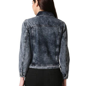 Chaqueta vaquera de manga larga para mujer hecha a medida al por mayor, chaqueta vaquera para mujer, chaqueta vaquera Lisa azul de Invierno para mujer - Product Image 4