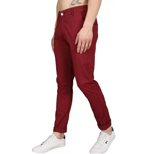 Pantalon chino pour hommes de marque de qualité supérieure coupe ajustée élégant Design personnalisé taille haute droite foncé haute coton décontracté vente en gros pas cher - Product Image 5