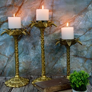 Bougeoir en métal en forme d'arbre antique support de bougeoir de luxe finition dorée conception attrayante à la main support de bougeoir en T - Product Image 3