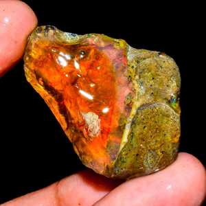 Zubeda Gems Etíope Welo Opal Rough Top AA + Orange Fire Opal Raw Colgante Collar Natural Rainbow Fire Opal Gemstone - Product Image 5