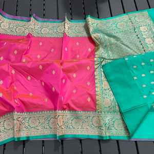 Lehenga Choli en viscose brodée sur mesure, bordure rose, saris verts, vêtements de revente, designers de mode, magasins de mode, conifère - Product Image 2