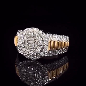 Iced Out Hip Hop Moissanite Bague en diamant ronde et baguette Bijoux en diamant Bagues pour hommes Bagues de fiançailles en argent sterling 925 - Product Image 3