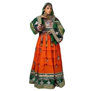 OEM Original Afghan Kuchi Longueur Sol Solide Vintage Robe Surdimensionnée Haute Qualité Afghani Broderie Dentelle Paillettes Naturel - Product Image 1