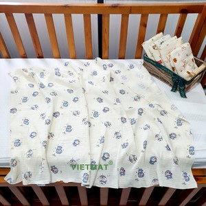 Sản phẩm mới 100% bông gạc dệt bé vải bé tắm khăn Crepe trẻ em chăn Nap Swaddle vải vải Muslin bé Swaddle - Product Image 3