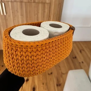 Cesta de Macramé Naranja Minimalista, Perfecta para Almacenamiento en la Cocina, Organizador de Mesa, Frutero y Uso Decorativo, Procedente de la India - Product Image 1