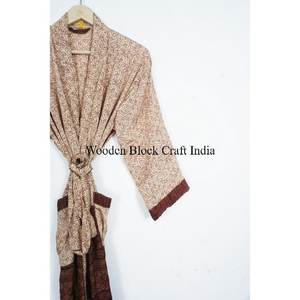 Robe kimono en soie, tissu crêpe écologique, col en V, manches longues, longueur maxi, motif floral, tissu doux, dernière collection de kimonos d'été - Product Image 3