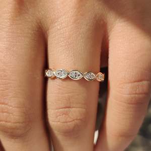 Eternity Style Marquise Diamond <b>Wedding</b> Band Elegant Diamond Rings for Brides and Grooms - Product Image 2