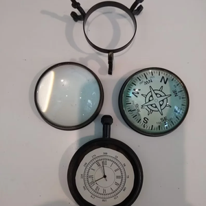 Cổ điển làm việc bàn đồng tàu Đồng hồ La bàn đồng hồ hải lý với đồng hồ la bàn. By Calvin thủ công mỹ nghệ - Product Image 2