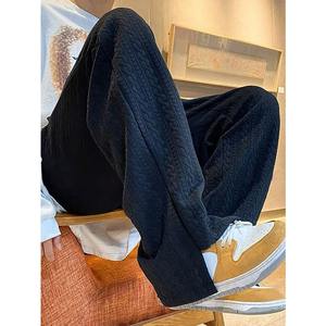 Pantalon de jogging ample de style japonais pour homme, en polyester/coton écologique, coupe haute, coupe-vent, vêtements de sport, automne-hiver, survêtement noir - Product Image 3