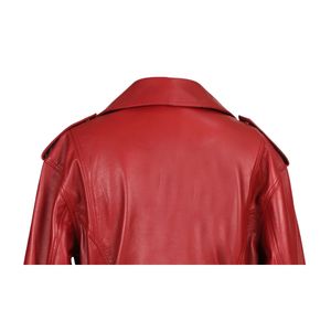 Veste de moto en cuir d'agneau véritable pour femme, imprimée, fermeture éclair sur le devant, personnalisable, hiver, écologique, séchage rapide, coupe-vent, chauffante - Product Image 6