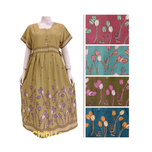 Vestido de verano con patrón Floral informal de mujer de la mejor calidad, camisón de rayón de manga corta, súper transpirable, suave, más cintura elástica - Product Image 1