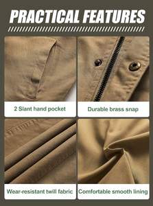 Chaqueta de Hombre de Lona de Algodón con Cremallera, Estilo Urbano, Logotipo Personalizado, Alta Calidad, Colores en Contraste, Nueva Colección, Gran Venta - Product Image 6