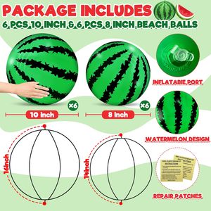 Pelota de Playa Inflable con Forma de Sandía, Mini Juguete para Piscina, Decoración para Fiestas de Verano con Temática de Frutas para Niños - Product Image 2