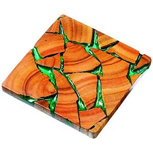 ชุดจานรองแก้วอีพ็อกซี่สีน้ำเงินแสนสบาย ชุดจานรองแก้วลายมหาสมุทรพร้อมที่วาง ชุดจานรองแก้วไม้และเรซิน ชุดจานรองแก้วทรงสี่เหลี่ยม จานรองแก้วแบบสั่งทำพิเศษ - Product Image 3