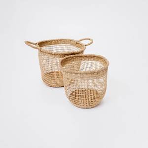 Cesta de paja de algas marinas decorativas, cestas de almacenamiento de césped de mar tejidas hechas a mano, diseño contemporáneo, cantidad mínima Flexible - Product Image 6