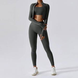 Nuevo conjunto de Yoga, sujetador de encaje de un solo hombro, camiseta sin mangas deportiva con fugas en el hombro, pantalones deportivos de cintura alta para mujer, conjunto de Yoga para Fitness - Product Image 3