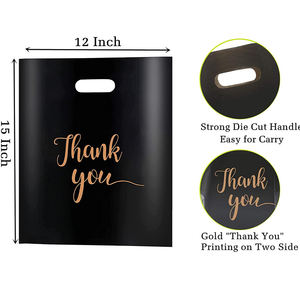 Sacs de remerciement découpés à l'emporte-pièce Sacs à provisions de supermarché et de vente au détail pour les petites entreprises-Sacs cadeaux réutilisables en HDPE recyclables en vrac - Product Image 5