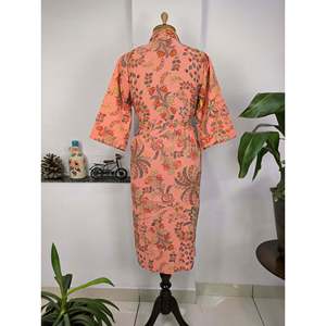 Vestido Kimono Boho de Verano, Tejido Suave de Algodón con Estampado de Flores de Durazno, Ropa Casual para Mujer - Product Image 6