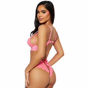 Setelan lingerie seksi wanita, setelan lingerie wanita seksi merah muda isi 2 potong - Product Image 3