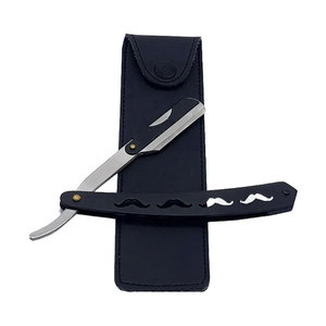 Maquinilla de afeitar profesional con mango de diseño de bigote con hoja cambiable | Maquinilla de afeitar de borde recto de acero inoxidable para hombres y mujeres - Product Image 1