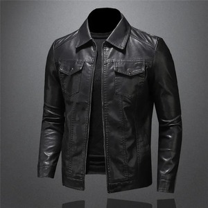 Vêtements d'hiver tendance pour hommes Blouson bombardier en toile personnalisé Manteau en cuir de moto tendance - Product Image 5