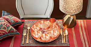 ชุดชามอาหารจานทาลีเคลือบทองแดงหรูหราสไตล์อินเดียรับโลโก้บนโต๊ะอาหารแบบดั้งเดิมสไตล์ตะวันตกสำหรับงานแต่งงานงานปาร์ตี้ - Product Image 2