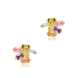 Boucles d'oreilles Baguette en pierre colorée minimaliste faites à la main bijoux en argent sterling turc 925 - Product Image 3