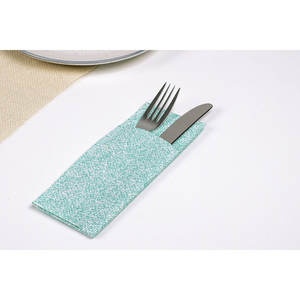 Serviettes de table Kanguro imprimées Esparta turquoise, blanches, 32x40cm, Bambutex naturel, 400 pièces, B2B - Product Image 1