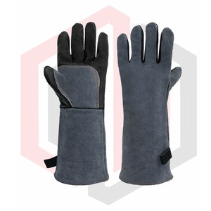 Long Sleeve <b>Oven</b> Grill BBQ <b>Glove</b> 14in Head Resistant Safety Work <b>Glove</b> Leather Welding <b>Gloves</b> Work with Thickened Palm - Product Image 1
