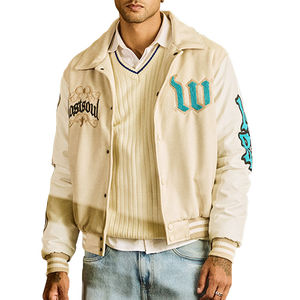 Haute qualité personnalisé hommes Vintage Letterman Varsity veste véritable Chenille broderie laine motif manches en cuir véritable - Product Image 3