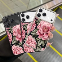 Grande coque de téléphone magnétique vierge pour sublimation, compatible 11 17 Pro Max, en TPU souple, motif floral blanc, unisexe, avec support, sans composants