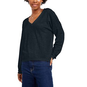 Maglietta a Costine con Scollo a V Hippie Rose per Donna, Taglia Junior Blu M, Top Lavorato a Maglia alla Moda per Donne - Product Image 1