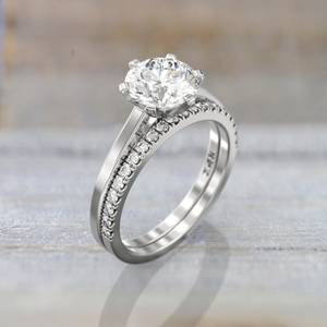Ensembles de mariée de haute qualité anneaux de mariage 1.5 carats coupe ronde Moissanite fiançailles bague en or 14K bijoux en diamant cultivés en laboratoire - Product Image 2