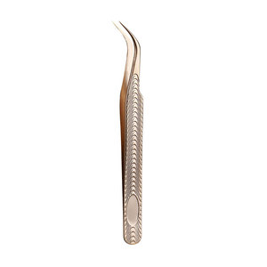 Pinzas de pestañas de acero inoxidable, pinzas para instrumento de belleza con logotipo personalizado, Color sólido, venta al por mayor - Product Image 2
