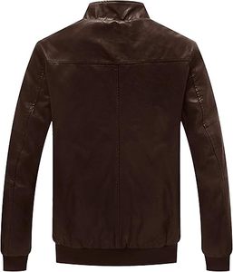 Chaqueta de Cuero Vacuno para Hombre, con Cuello Alto y Logotipo Frontal, Ecológica, Transpirable, de Secado Rápido, para Invierno - Product Image 2