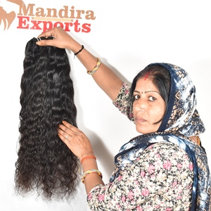 Extensiones de cabello humano de templo indio alineado con cutícula virgen cruda 100% Paquetes rizados negros Cabello humano de color negro sin procesar - Product Image 2