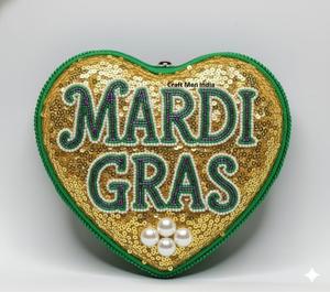 Handcrafted Cute Mardi Gras Mask <b>Beaded</b> Coin Purse with Embroidery <b>Large</b> Size Soft Feature Featuring Latest Jewelry Trends India - Product Image 2