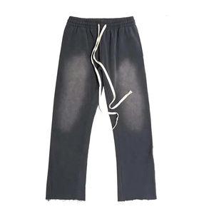 Ensemble de survêtement pour homme à logo personnalisé, coupe évasée, effet délavé, respirant, avec fermeture éclair et capuche, écologique, OEM - Product Image 3